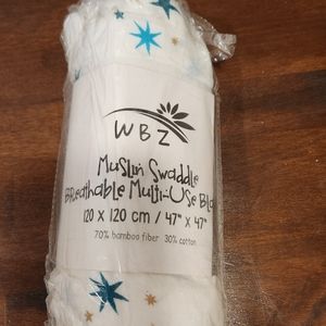 Muslin Swaddle Blanket, soft, Multi-use Blanket 47"×47" 70% bamboo 30% cotton
